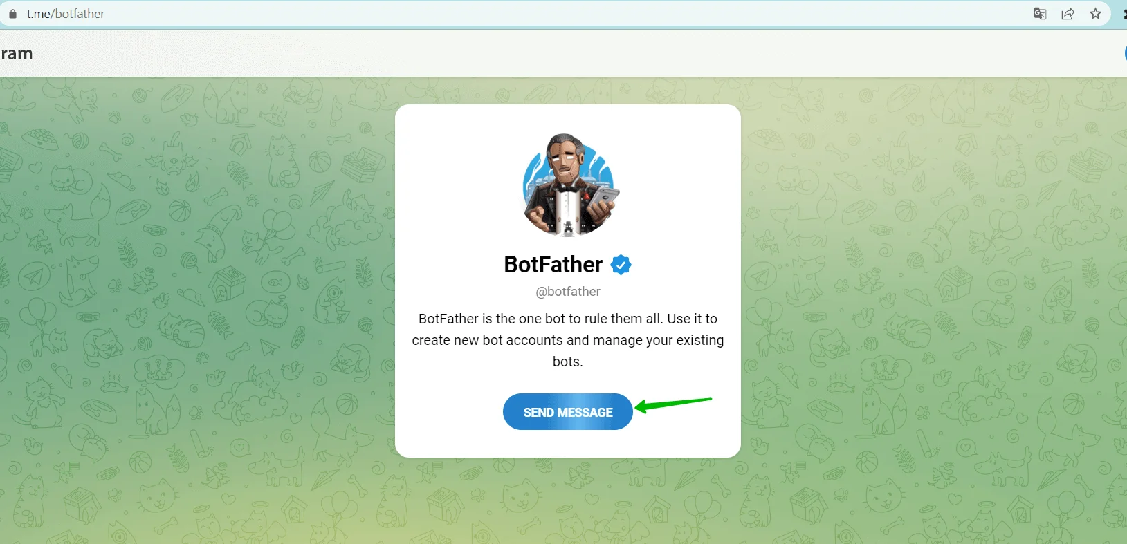 Официальный BotFather в Telegram
