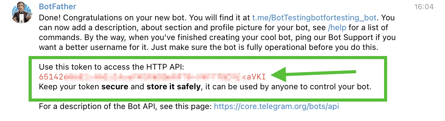 Токен Telegram-бота, который выдаёт BotFather